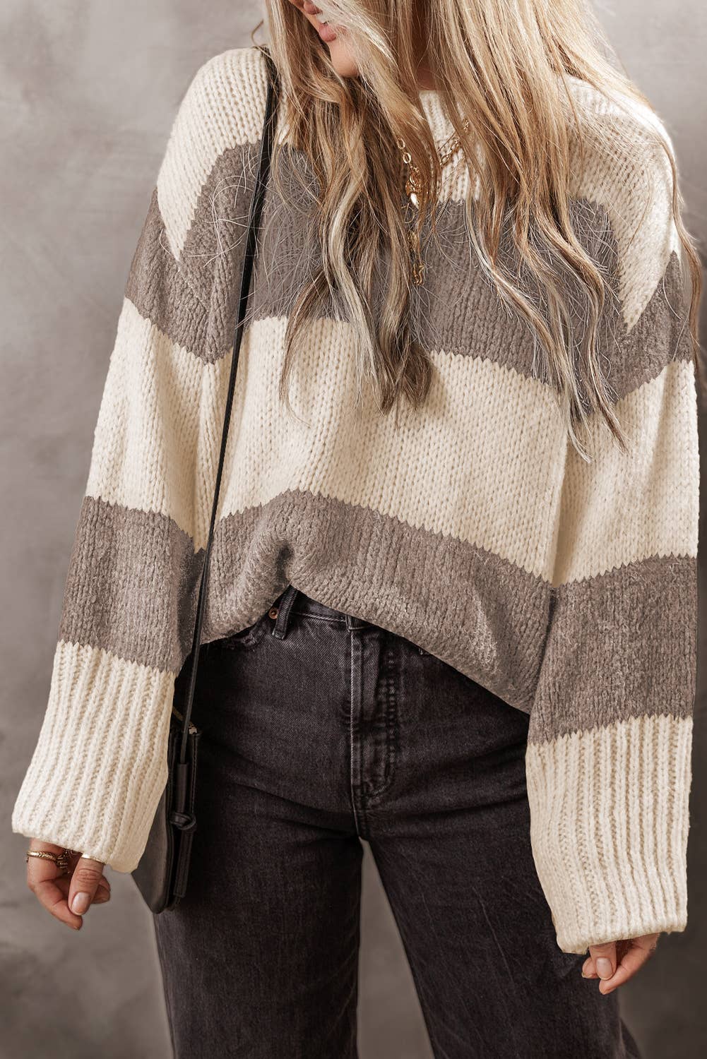 Colorblock Loose Pullover Sweater