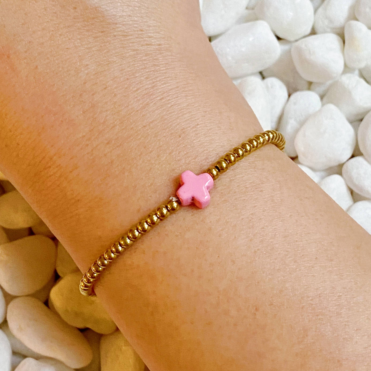 So Very Blessed Cross Bracelet: Pink