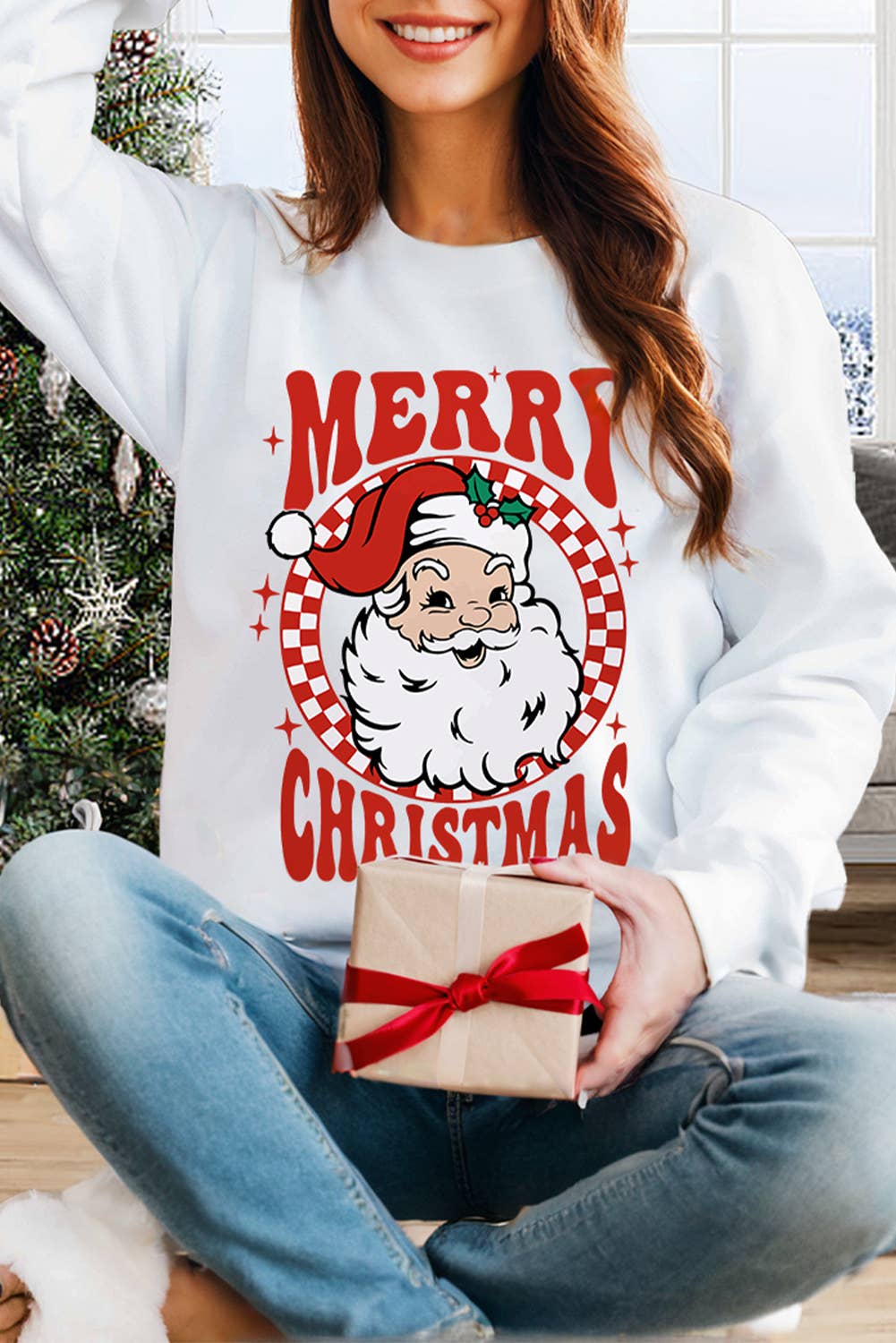 Santa Claus Merry Christmas Graphic Sweatshirt