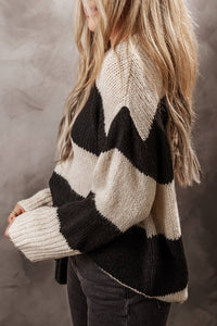 Colorblock Loose Pullover Sweater