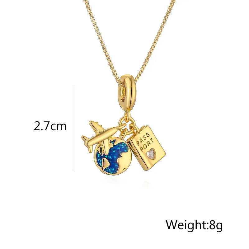 18K Gold Plated Pendant Necklace Travel Camera Charm: Camera