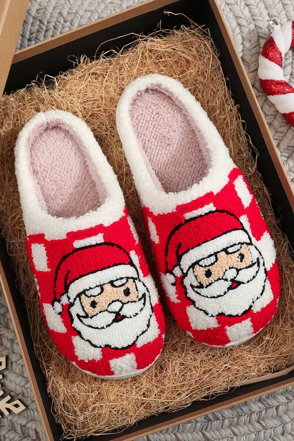 Checkered Santa Claus Slippers