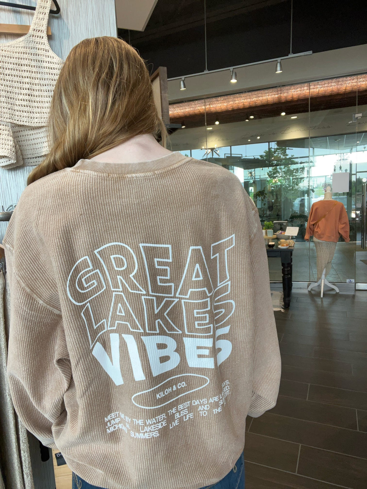 Great Lakes Vibes Tan Corded Crew