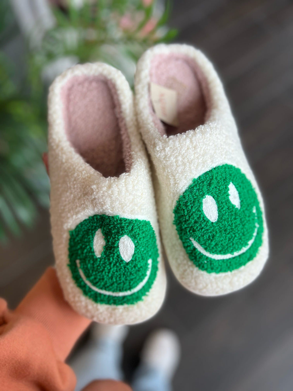Green Happy Face Slippers