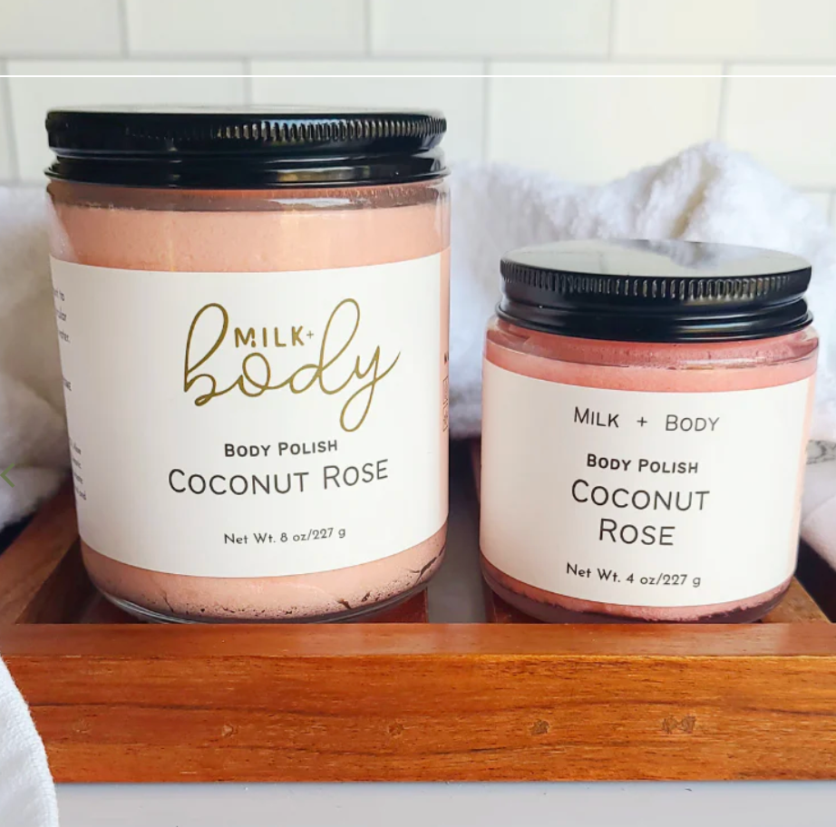 Coconut Rose Body Polish | Emulsified Sugar Scrub 4oz