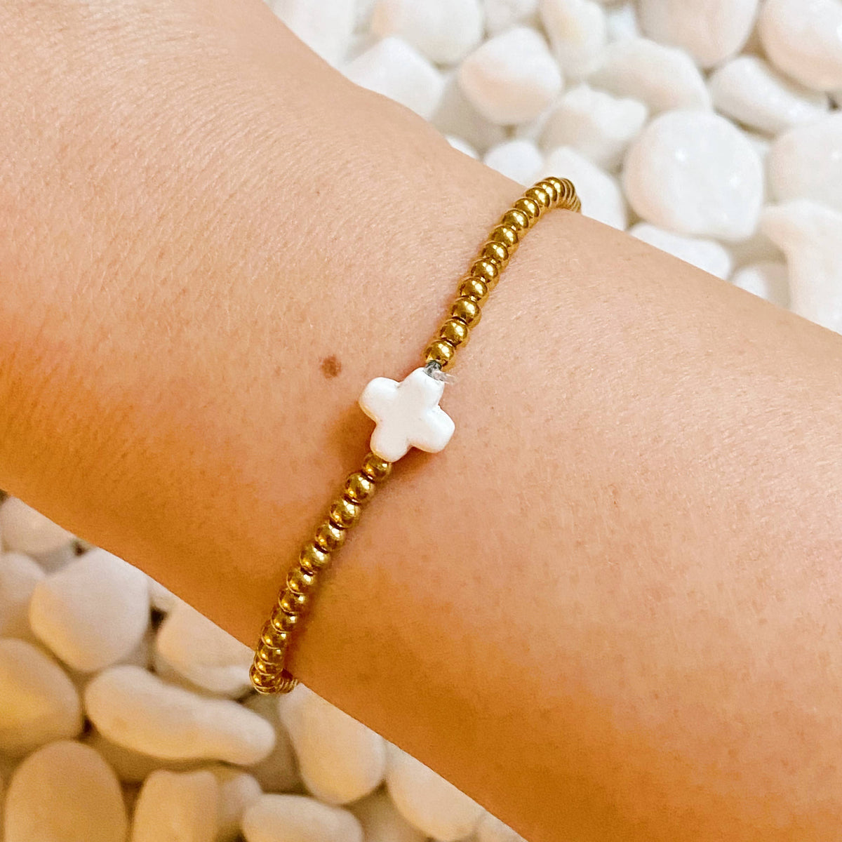 So Very Blessed Cross Bracelet: White