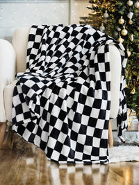 Checkerboard Printed Soft Throw Blanket 47*78 inch: Black