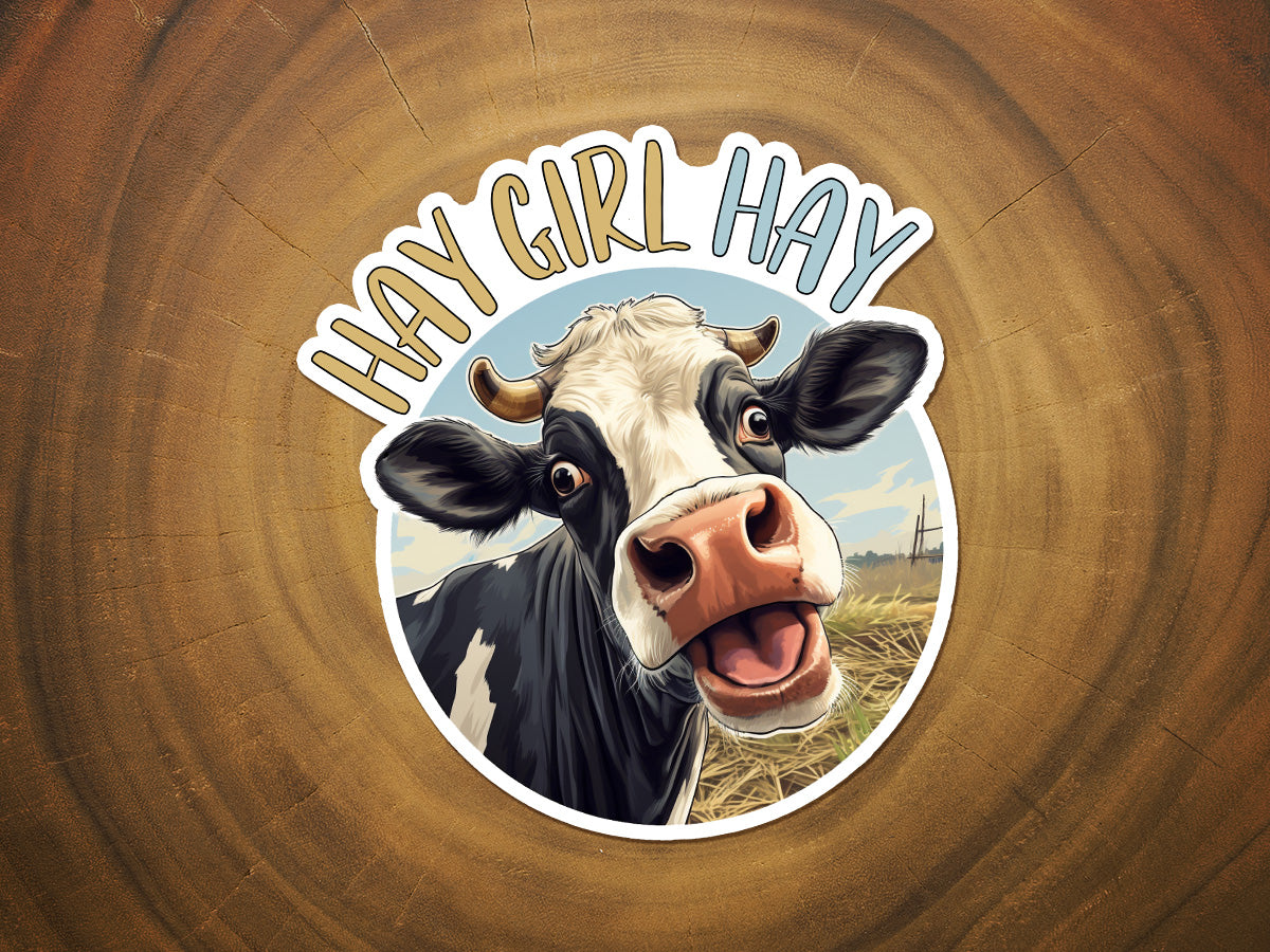 Hay Girl Hay Cow Sticker