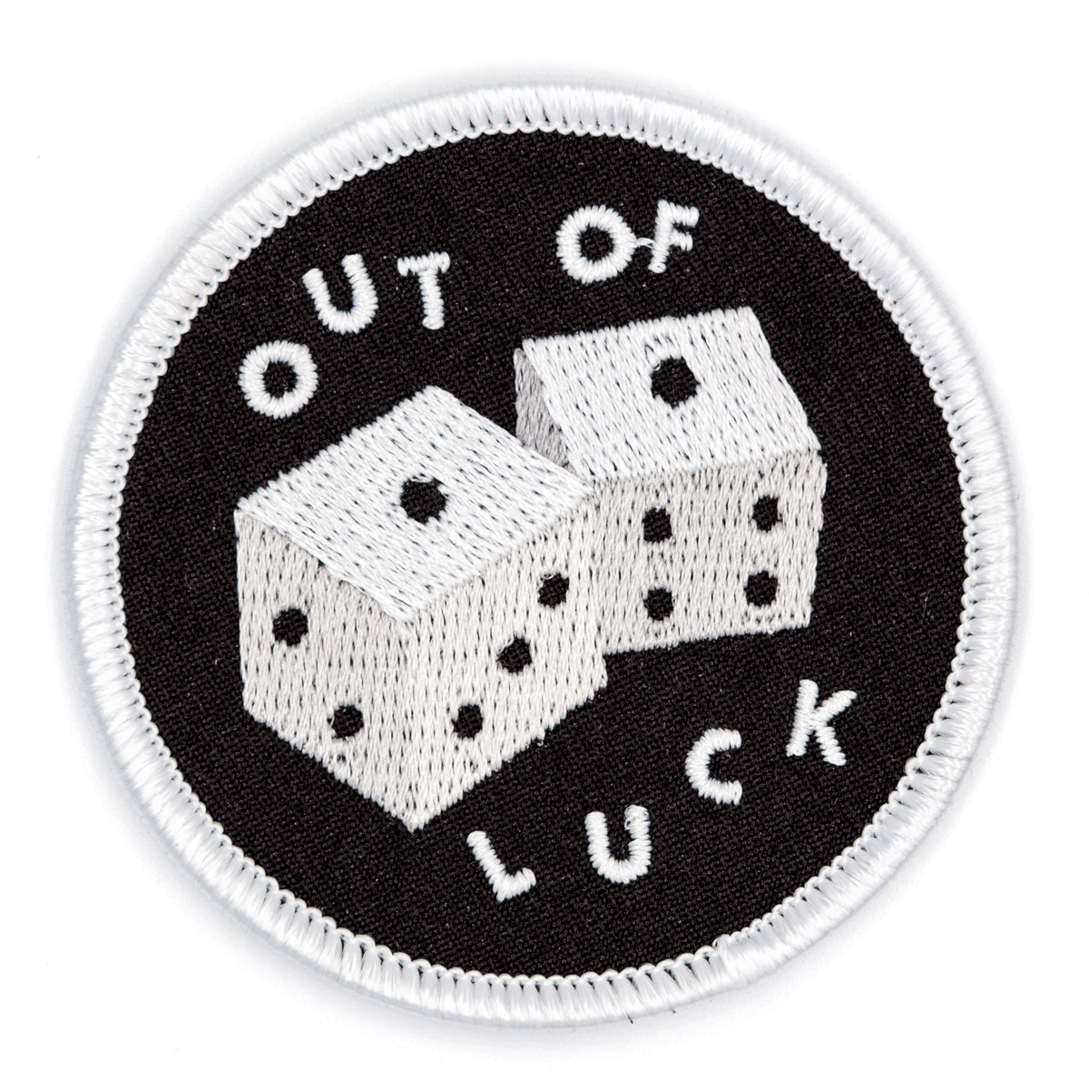Out Of Luck Embroidered Iron-On Patch: 2.5" wide