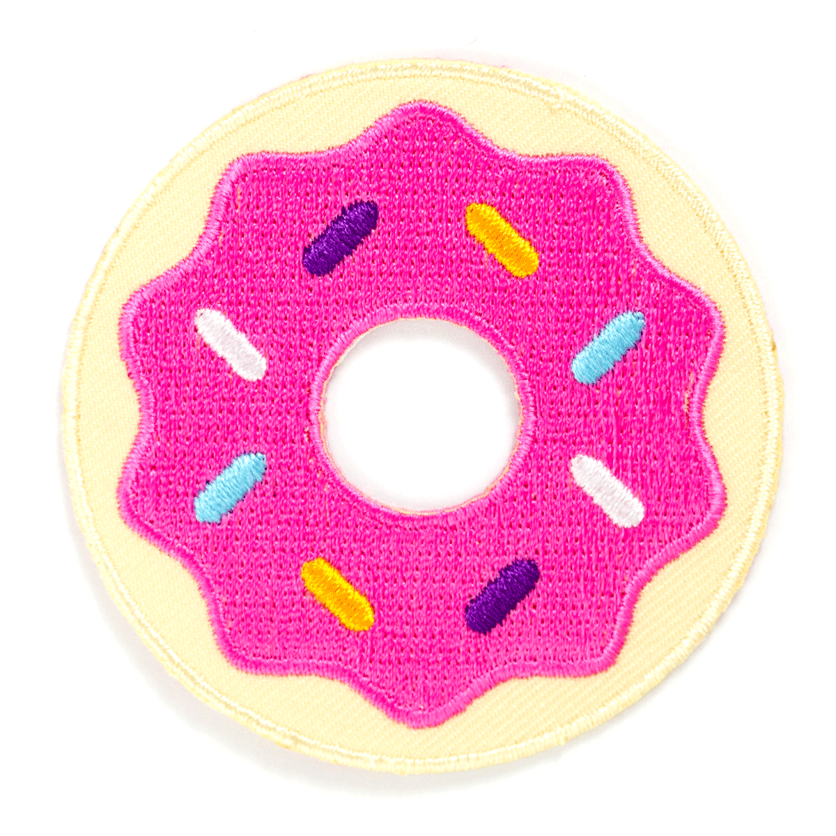 Donut Embroidered Iron-On Patch: 2.5" wide