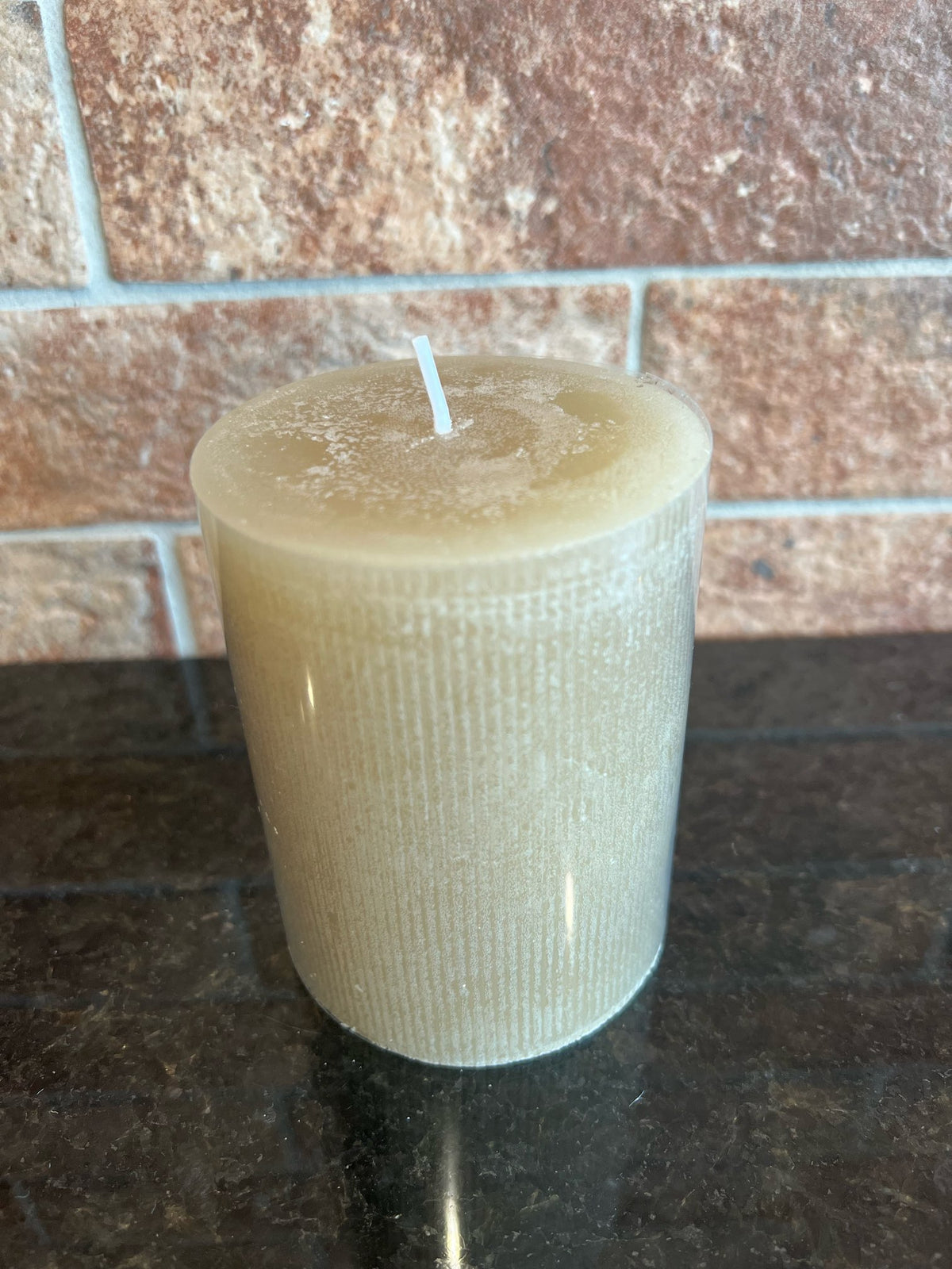 Linen 3" Round x 4"H Unscented Pleated Pillar Candle
