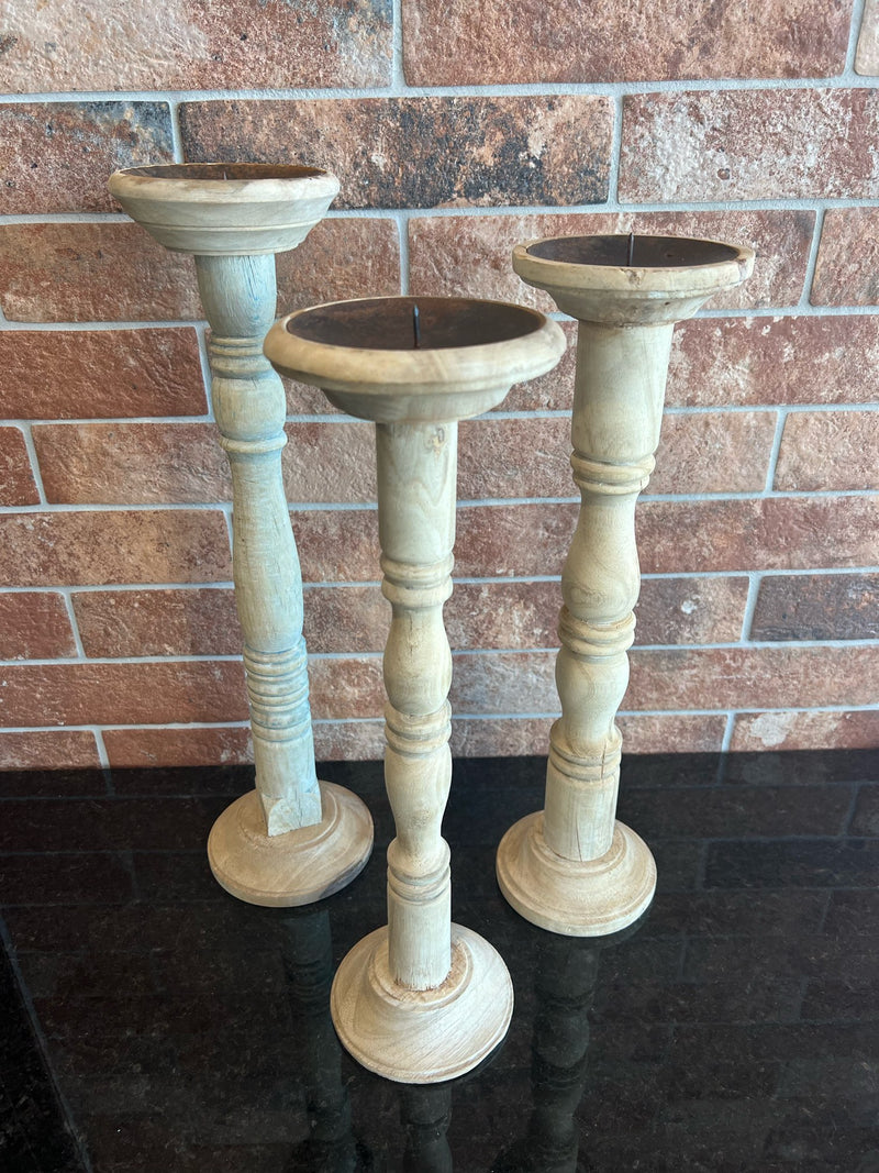 Found Wood & Metal Candle Holders